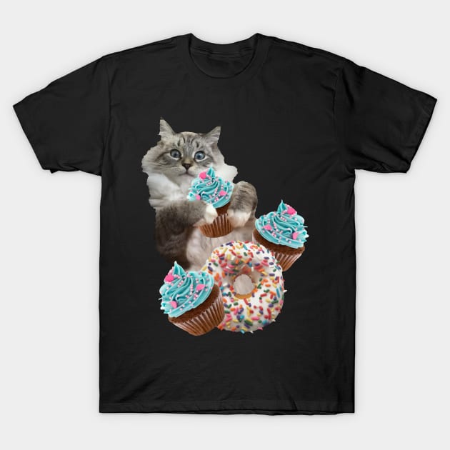 Donut Cupcake Cat T-Shirt by KIMYKASK